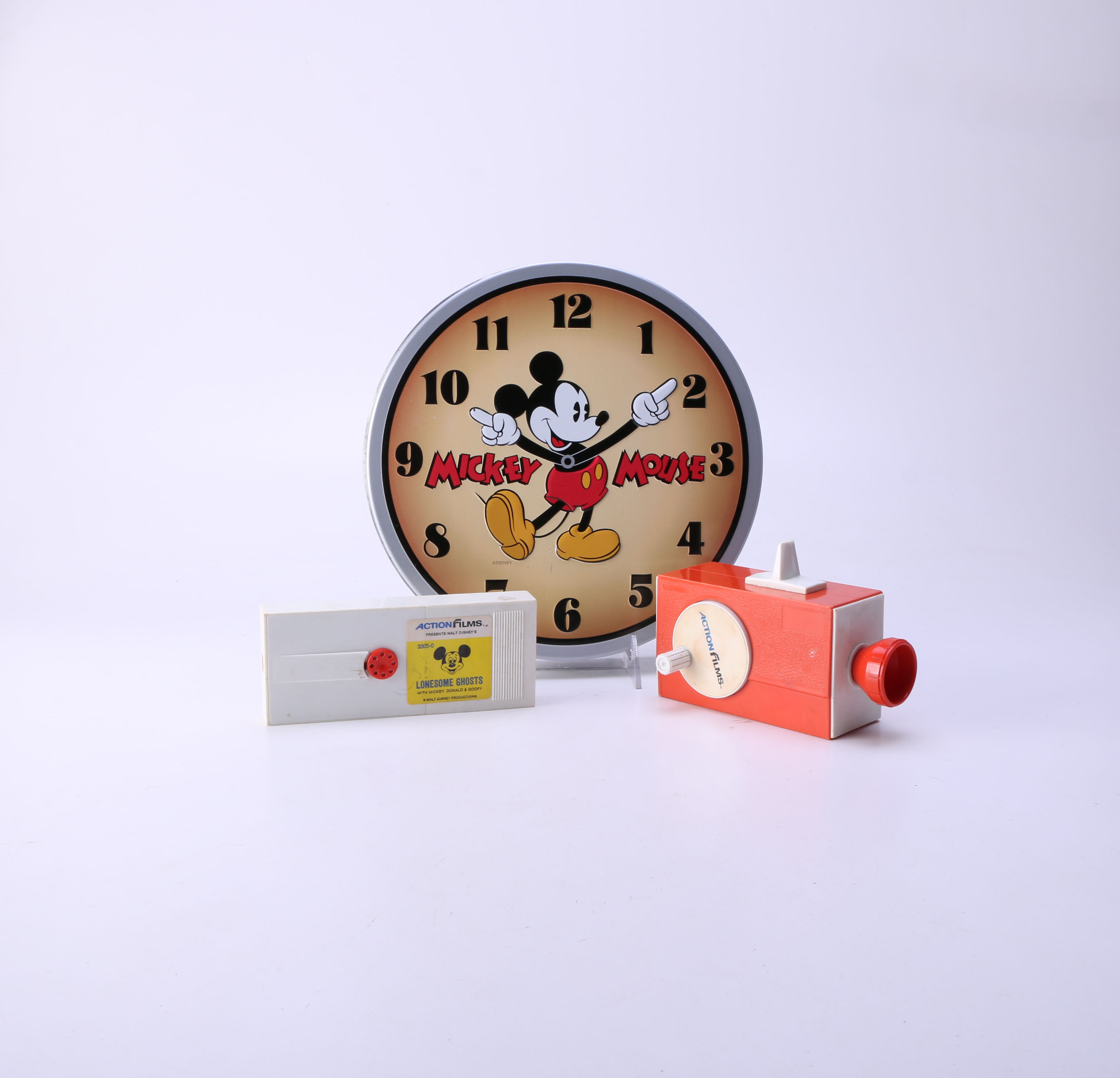 Disney "Actionfilms" Film viewer with "Lonesome Ghosts" Film Cartridge and Mickey Mouse Tin