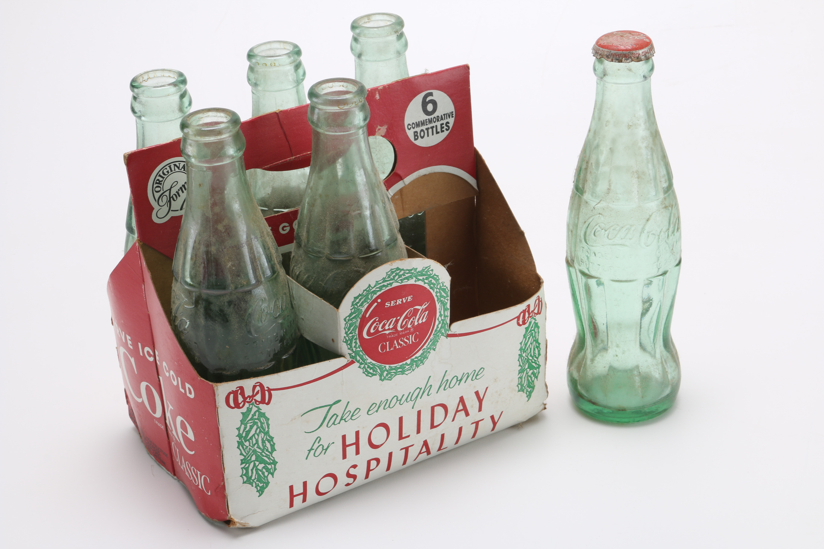 Vintage Holiday Coca Cola Bottle Set