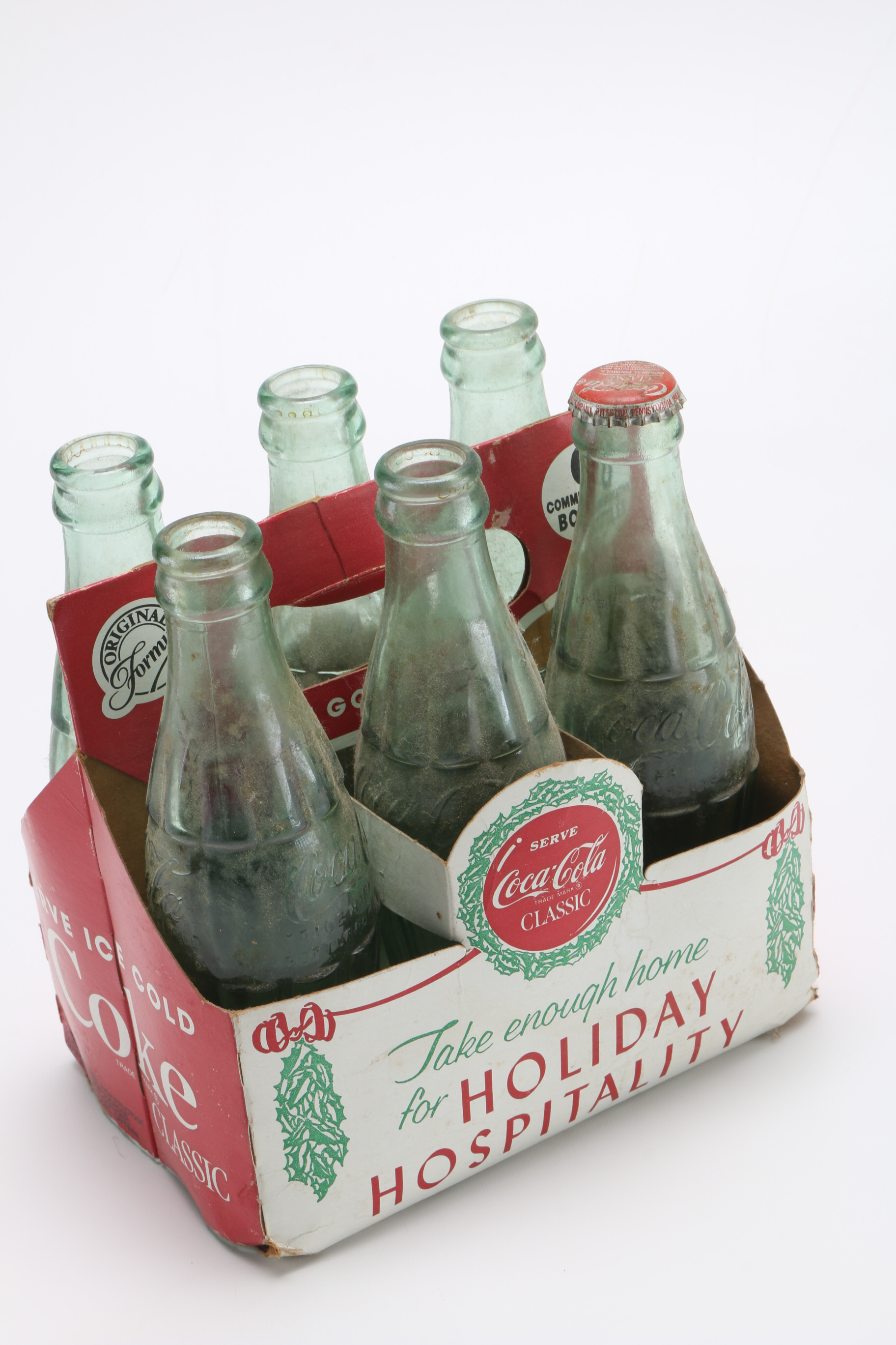 Vintage Holiday Coca Cola Bottle Set