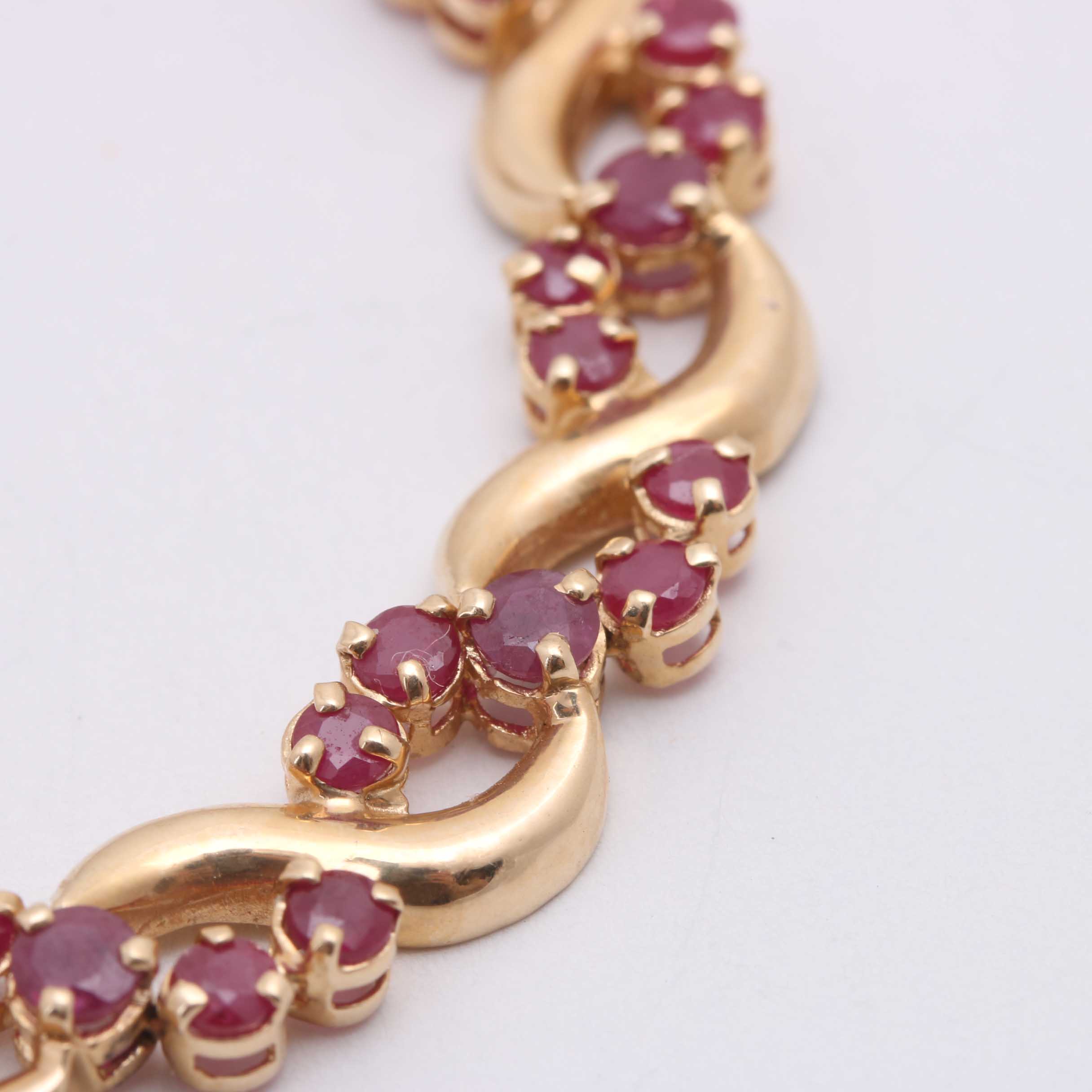 14K Yellow Gold Synthetic Ruby Bracelet
