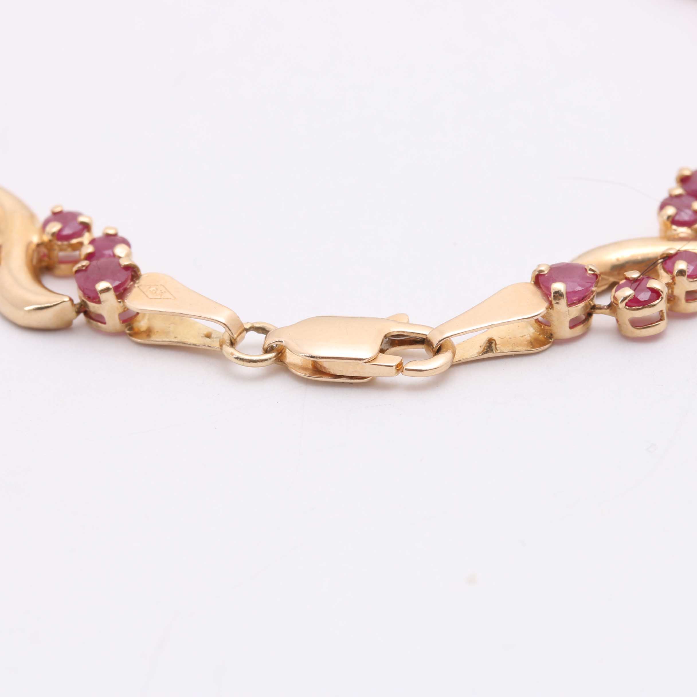 14K Yellow Gold Synthetic Ruby Bracelet