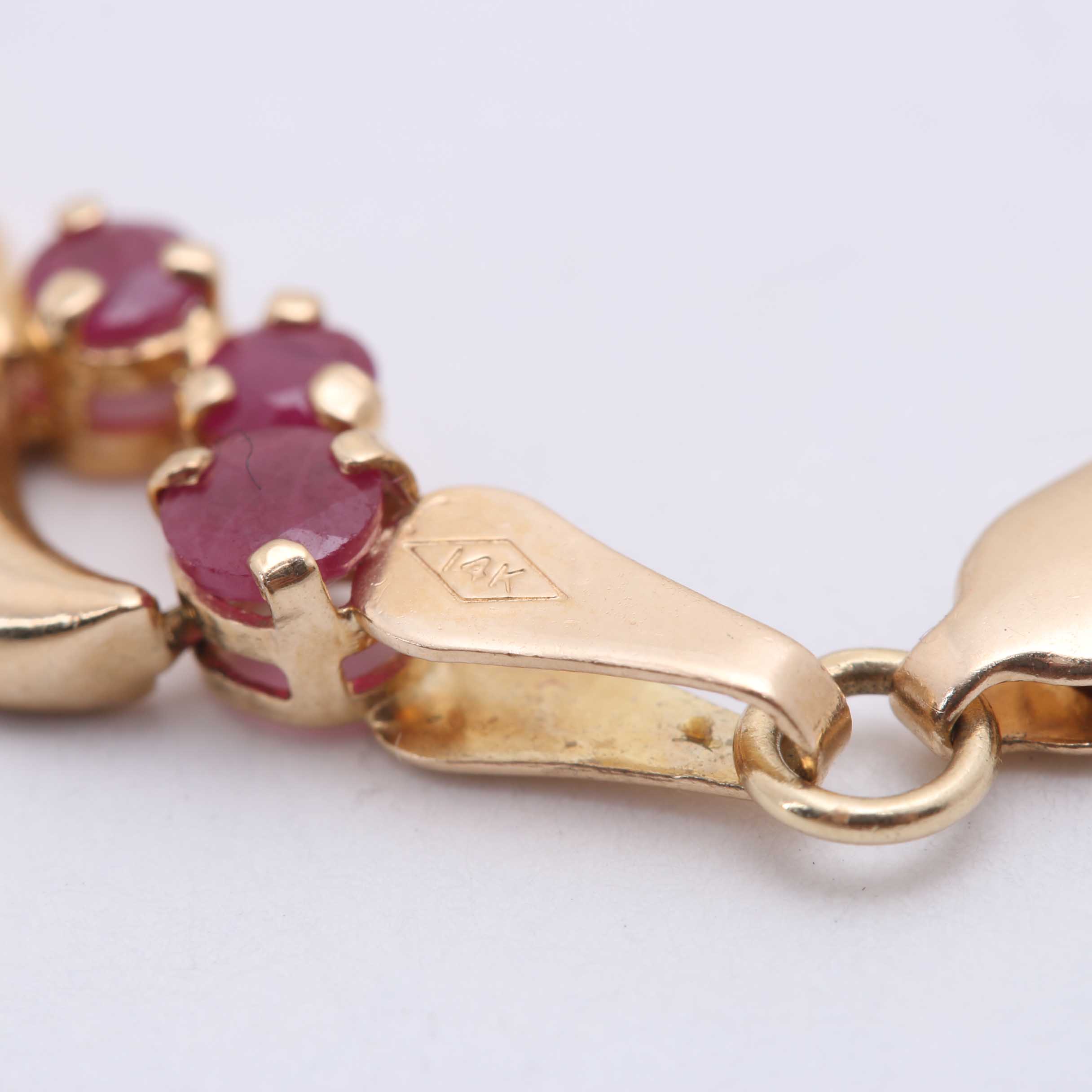 14K Yellow Gold Synthetic Ruby Bracelet
