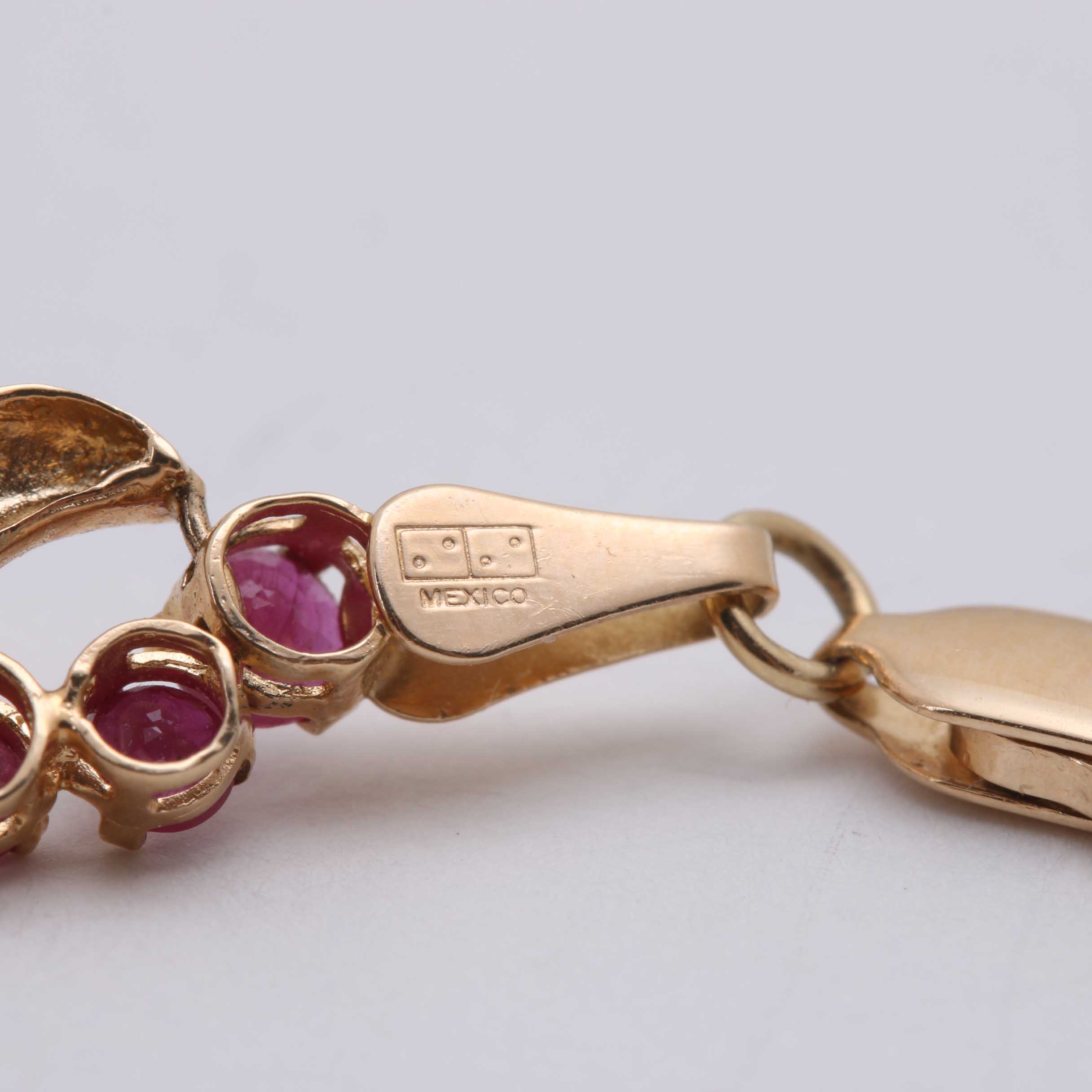 14K Yellow Gold Synthetic Ruby Bracelet