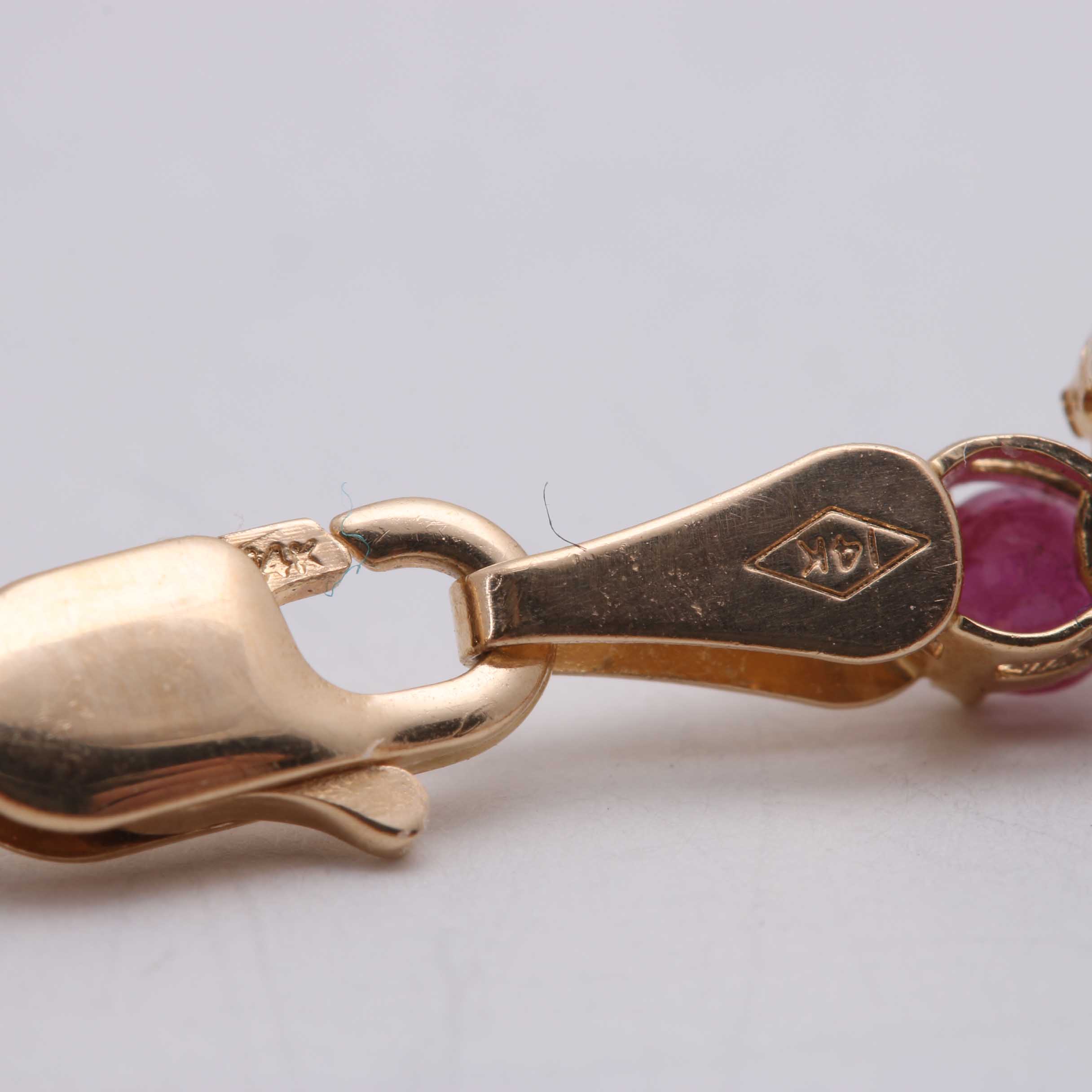 14K Yellow Gold Synthetic Ruby Bracelet