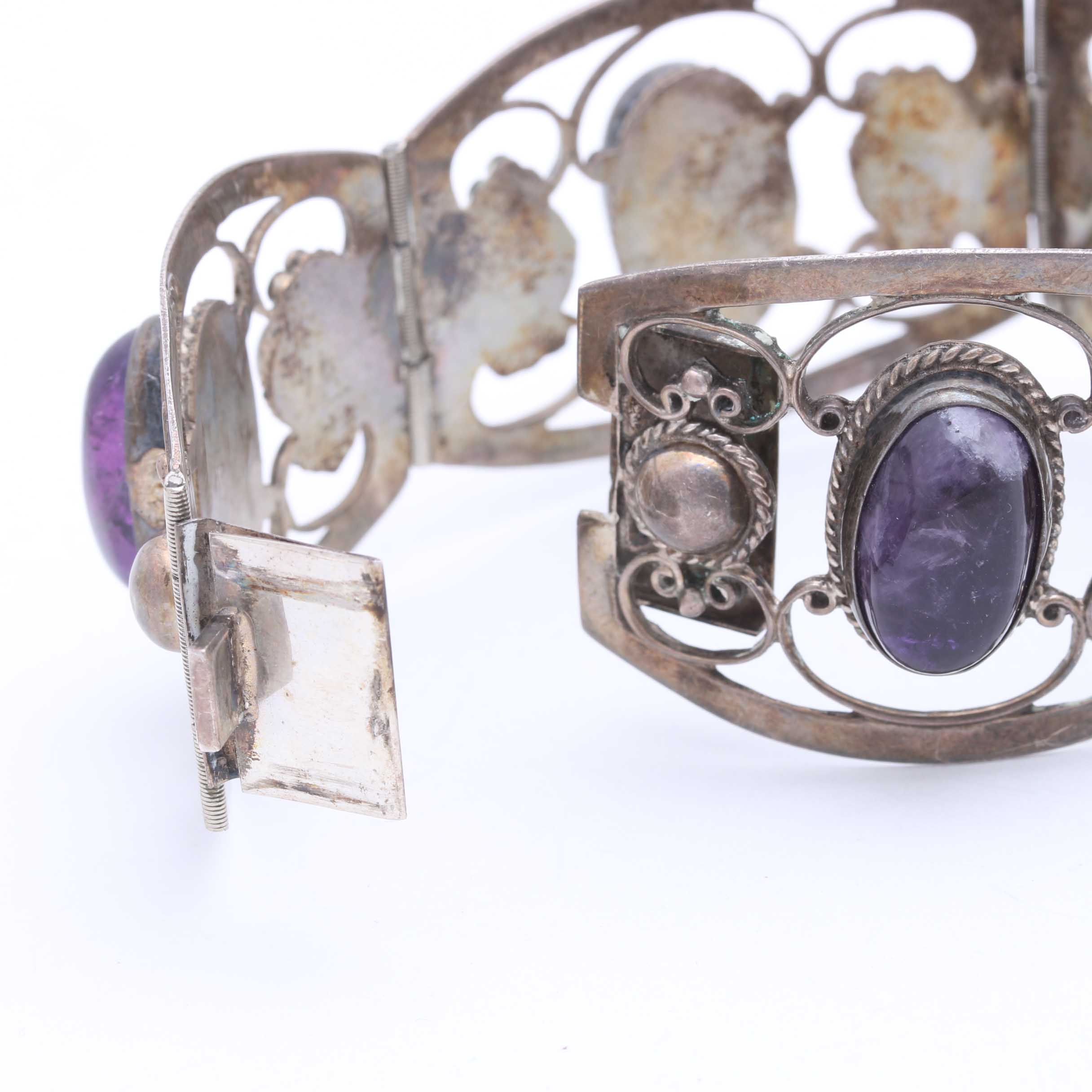 Sterling Silver Bracelets with Amethyst and Topaz