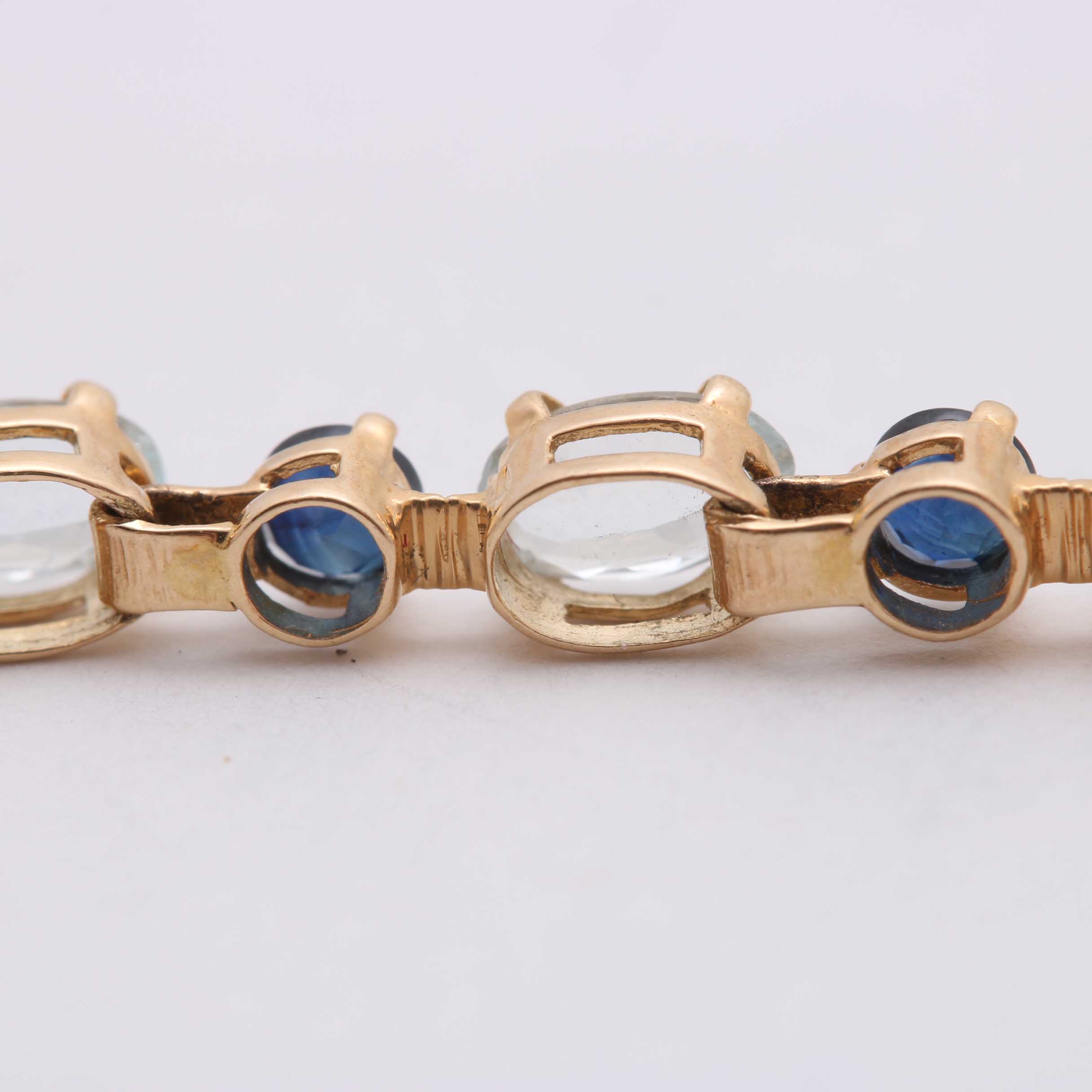 14K Yellow Gold Aquamarine and Sapphire Bracelet