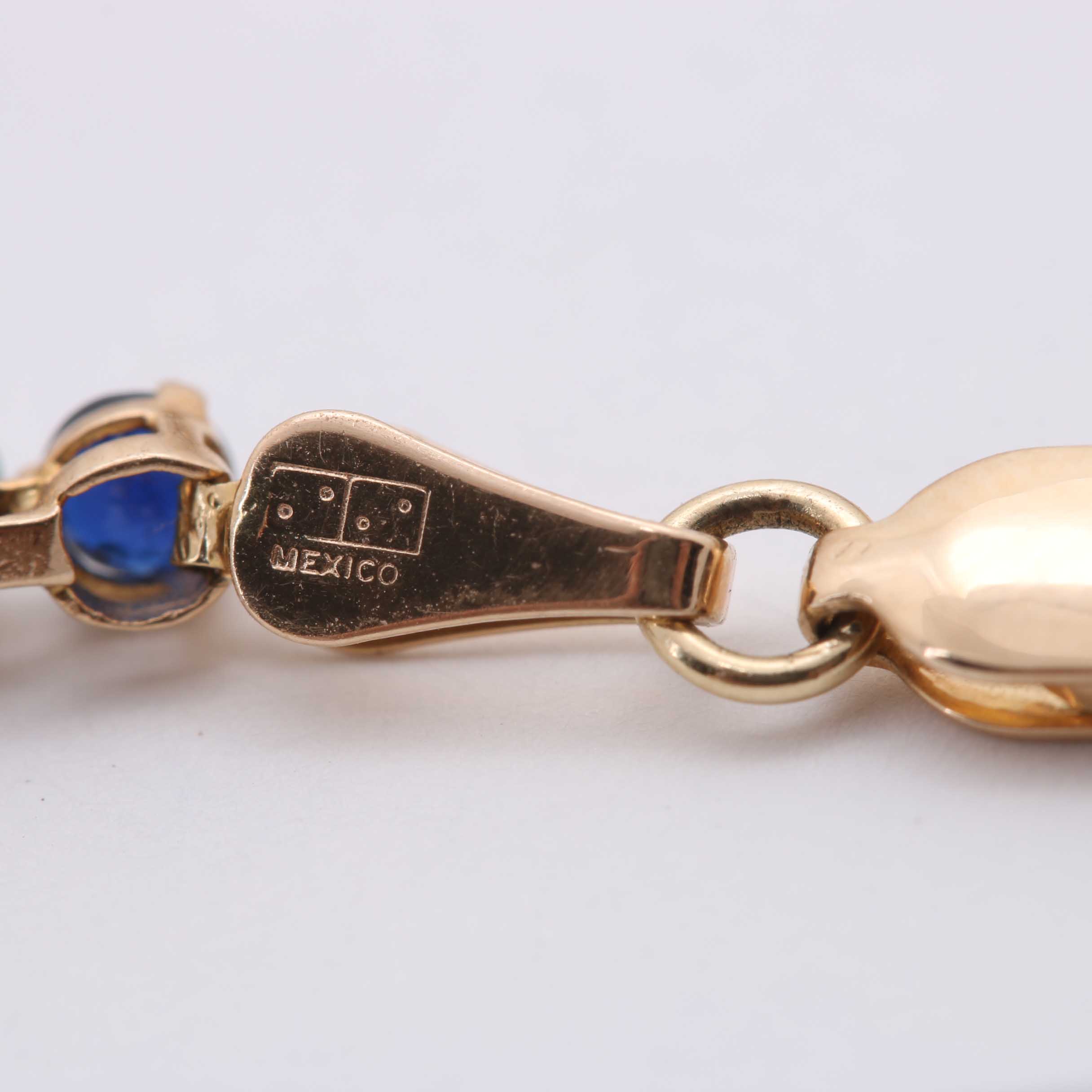 14K Yellow Gold Aquamarine and Sapphire Bracelet