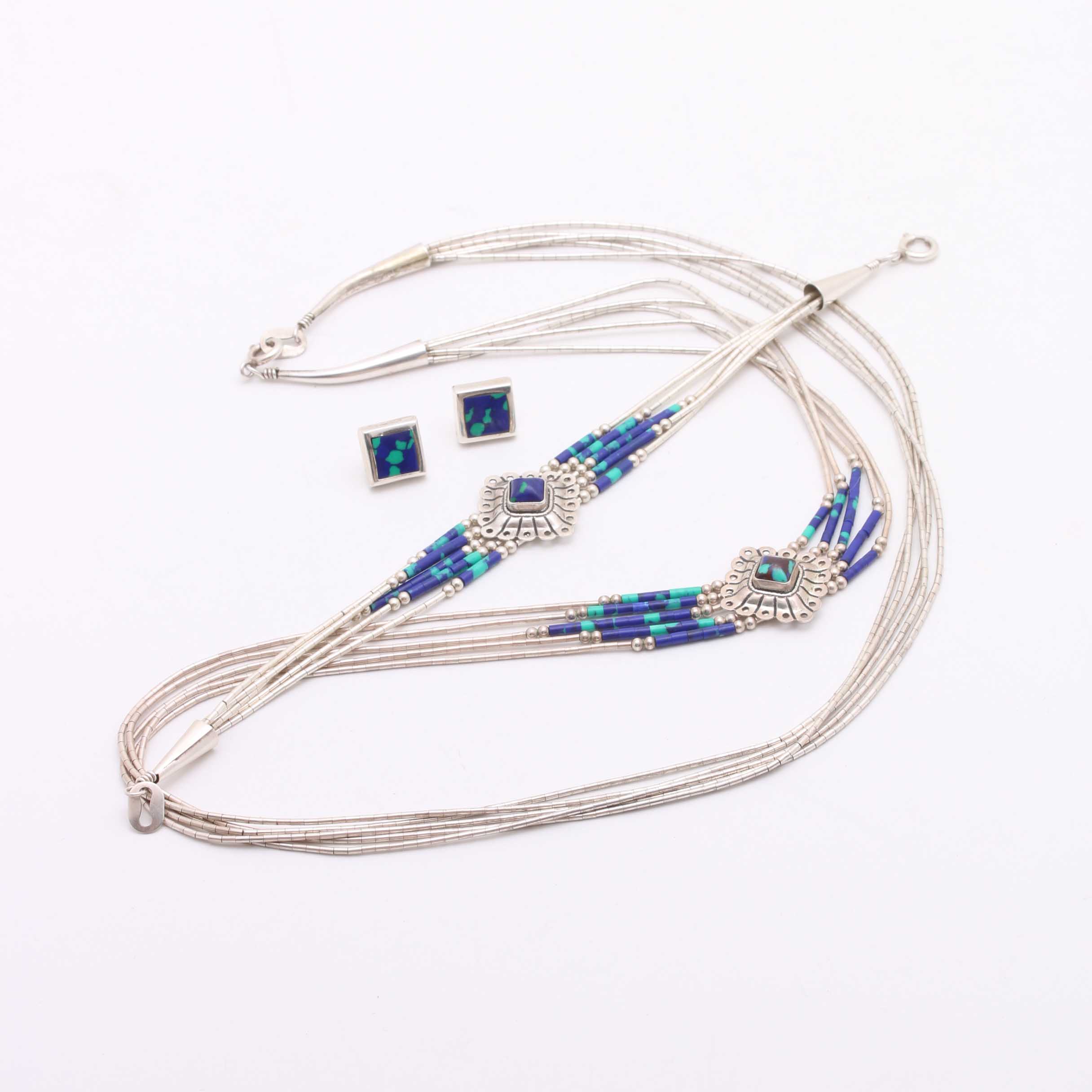 Sterling Silver Necklace, Bracelet and Earring Set