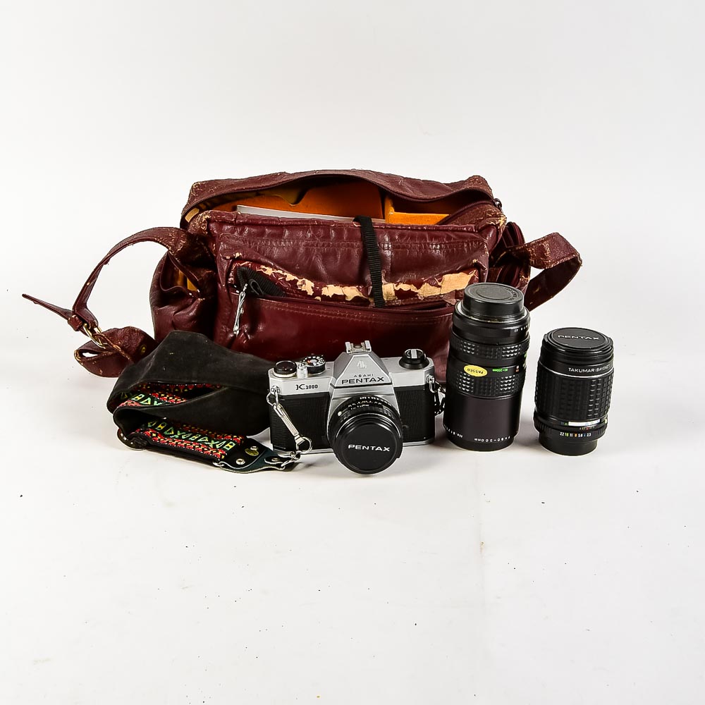 Pentax K1000 35mm Camera with Lenses