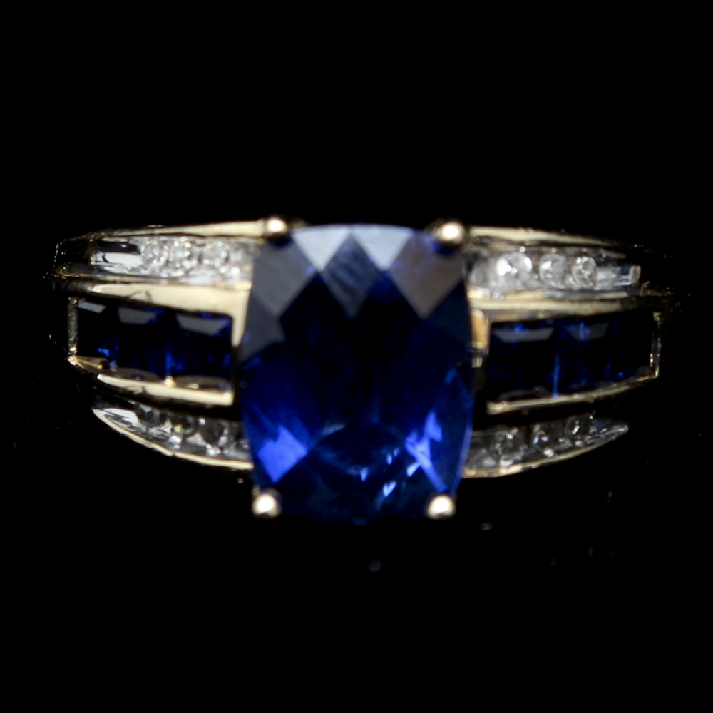 14 Karat Gold Sapphire and Diamond Ring