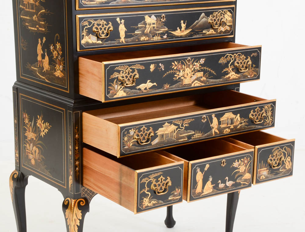 Chinoiserie Queen Anne Style Highboy by Kindel Furniture