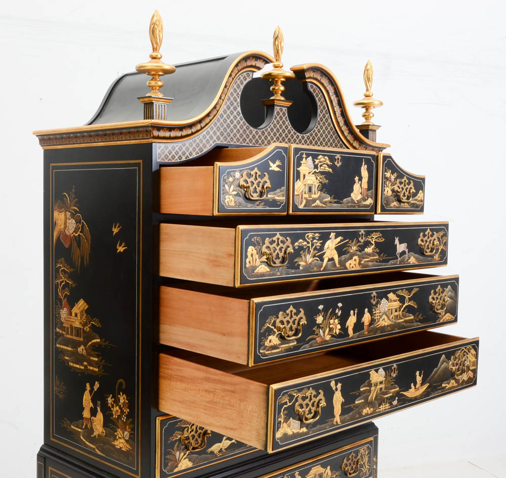 Chinoiserie Queen Anne Style Highboy by Kindel Furniture