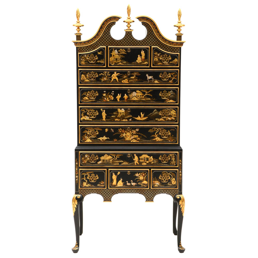 Chinoiserie Queen Anne Style Highboy by Kindel Furniture
