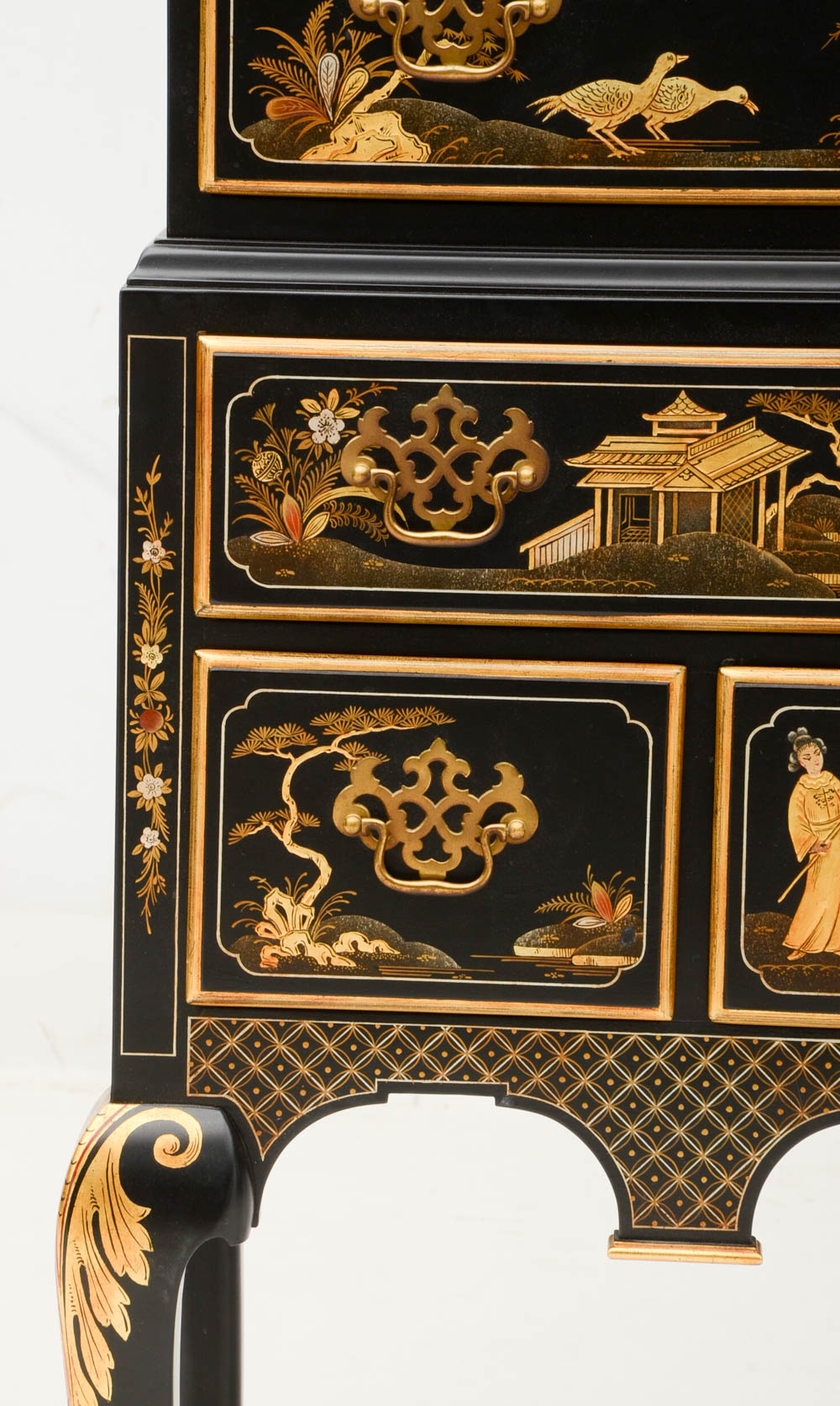 Chinoiserie Queen Anne Style Highboy by Kindel Furniture