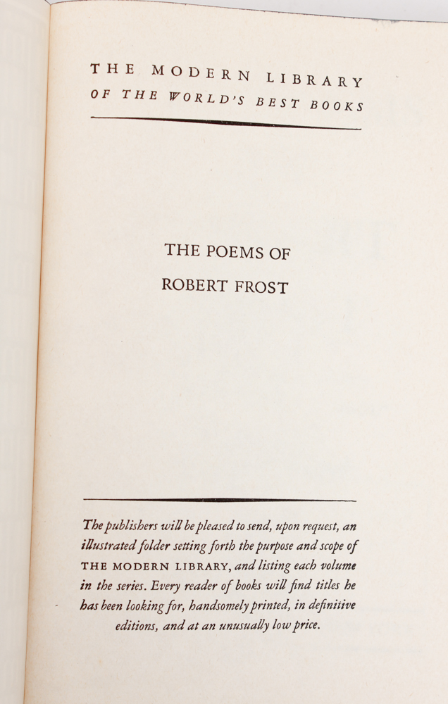 Signed Robert Frost Copy "The Poems of Robert Frost"