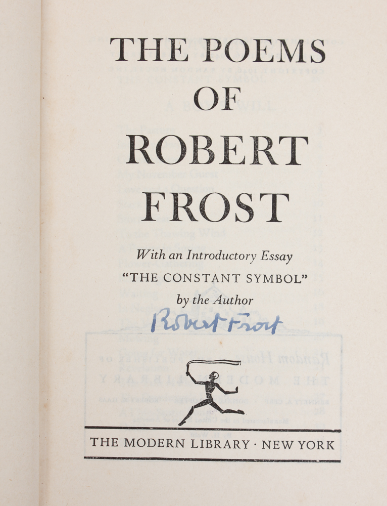 Signed Robert Frost Copy "The Poems of Robert Frost"