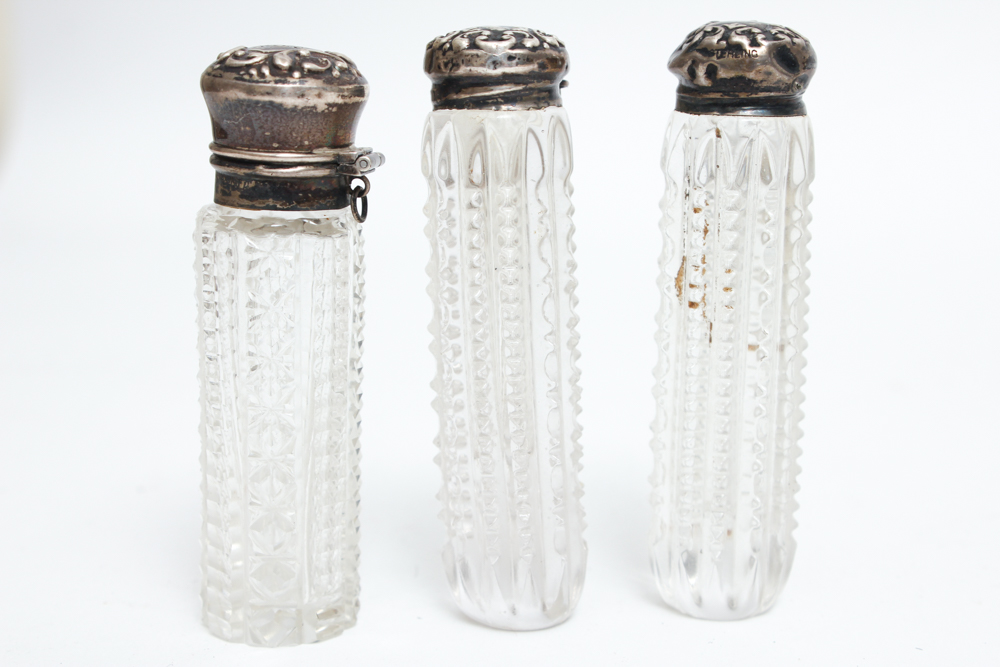 Victorian Cut Glass Tear Catchers and Perfume Bottles