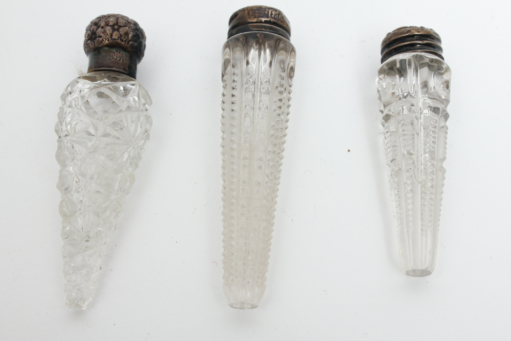 Victorian Cut Glass Tear Catchers and Perfume Bottles