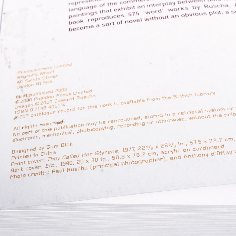 "They Called Her Styrene" by Ed Ruscha, Signed First Edition