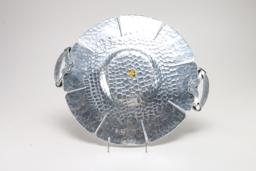 Vintage Hammered Aluminum Tray with Daisies