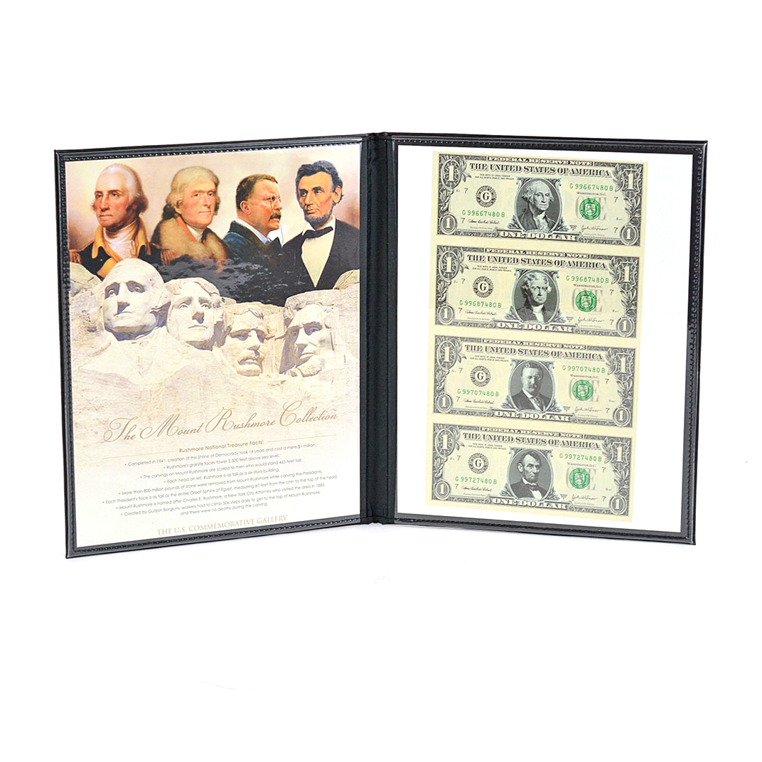 Mount Rushmore Collectors Commemorative Uncut One Dollar Bill Sheet