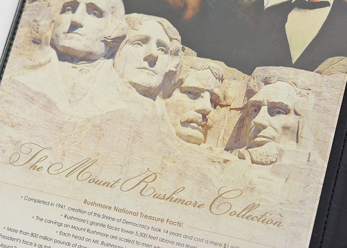 Mount Rushmore Collectors Commemorative Uncut One Dollar Bill Sheet