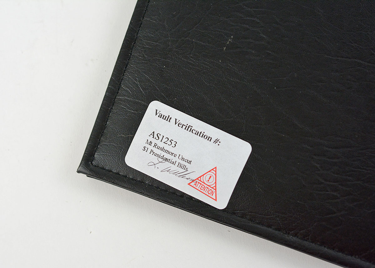 Mount Rushmore Collectors Commemorative Uncut One Dollar Bill Sheet