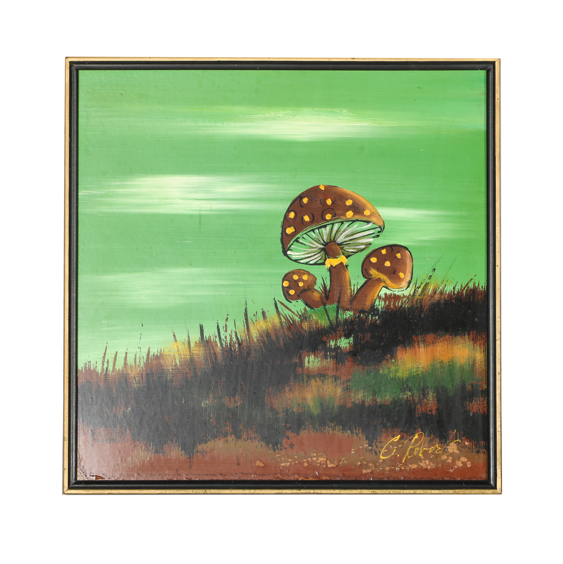 C. Roberts Original Signed Pop Art Painting of Mushrooms