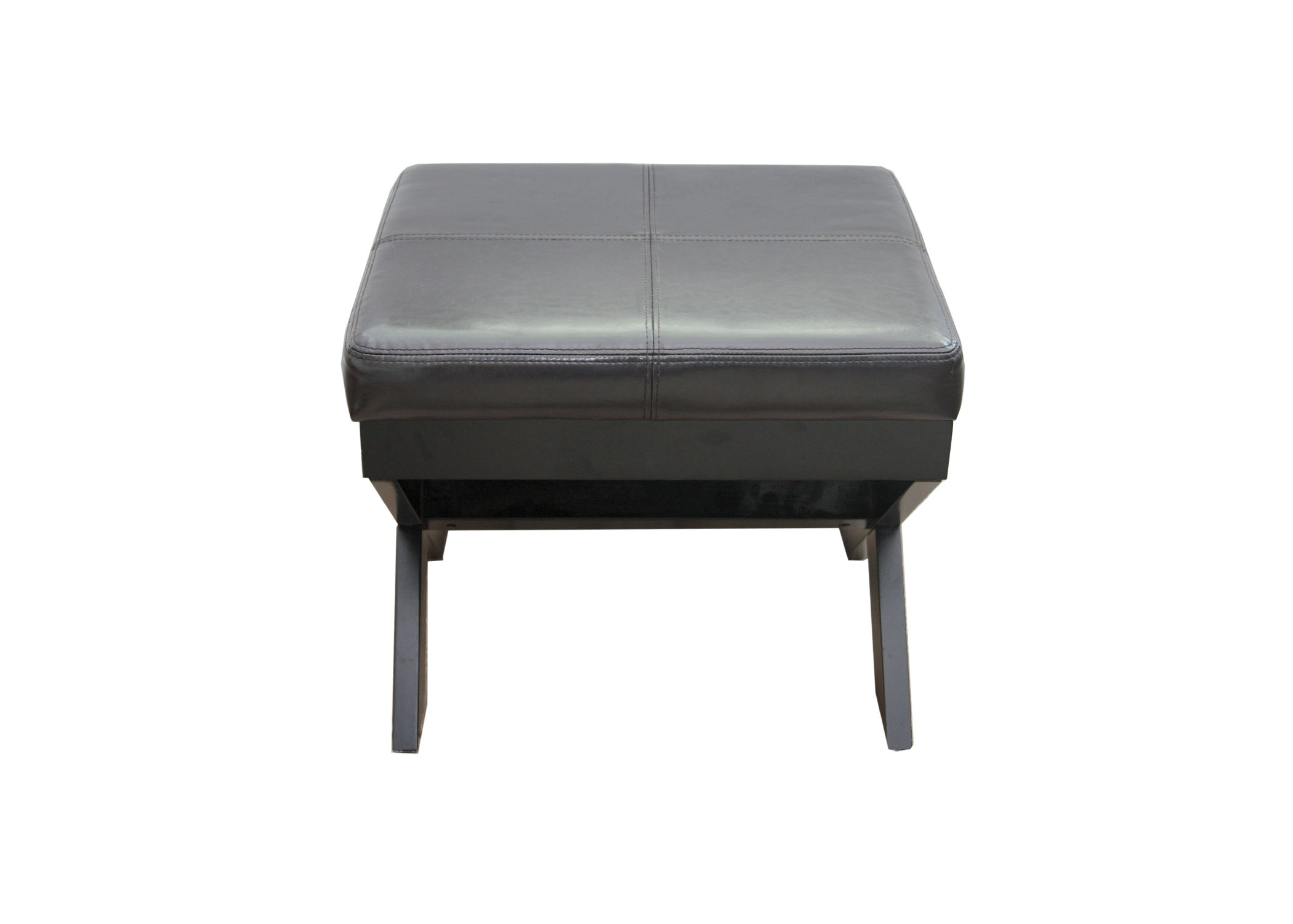 Brown Leatherette and Wood Ottoman