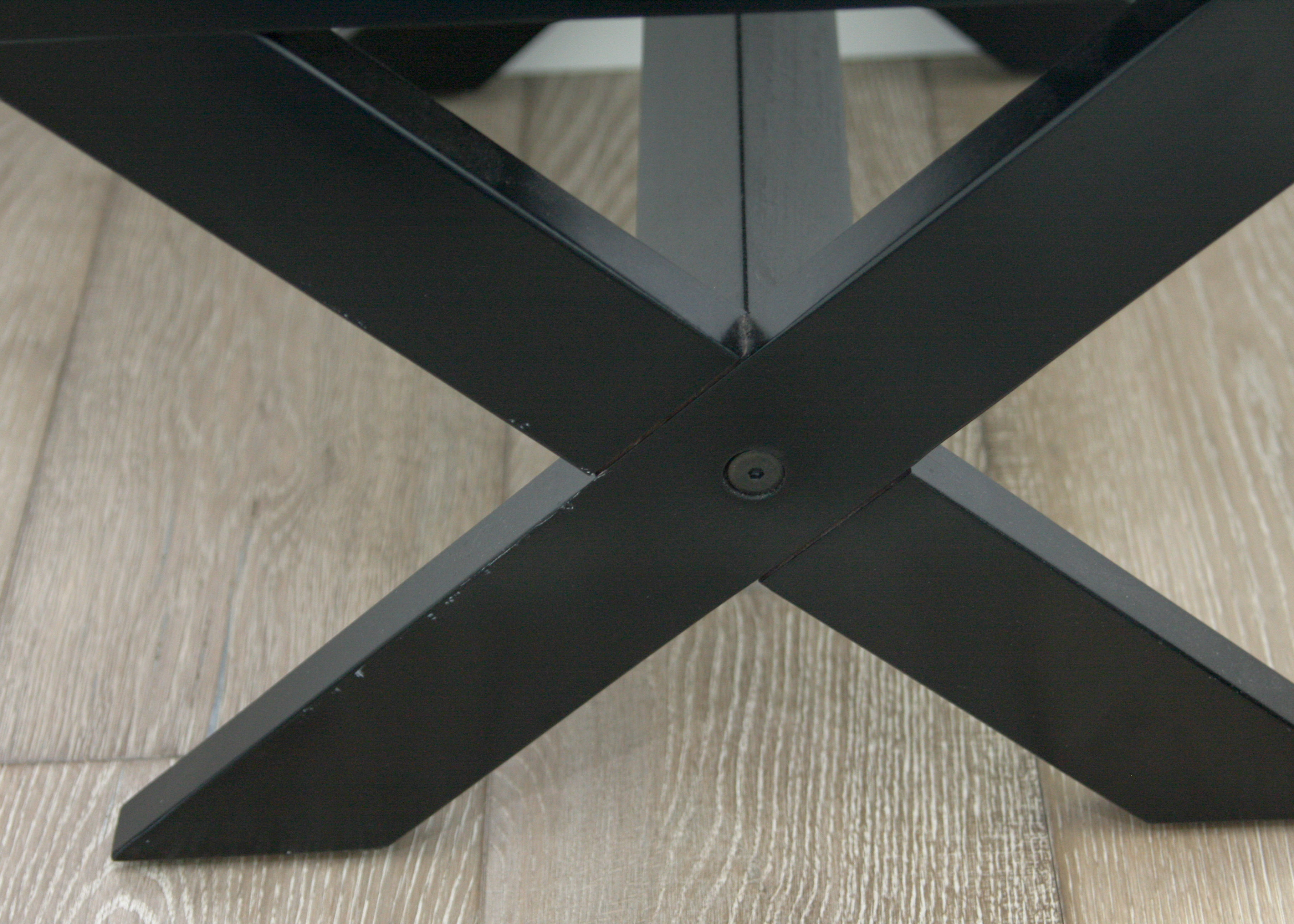 Brown Leatherette and Wood Ottoman