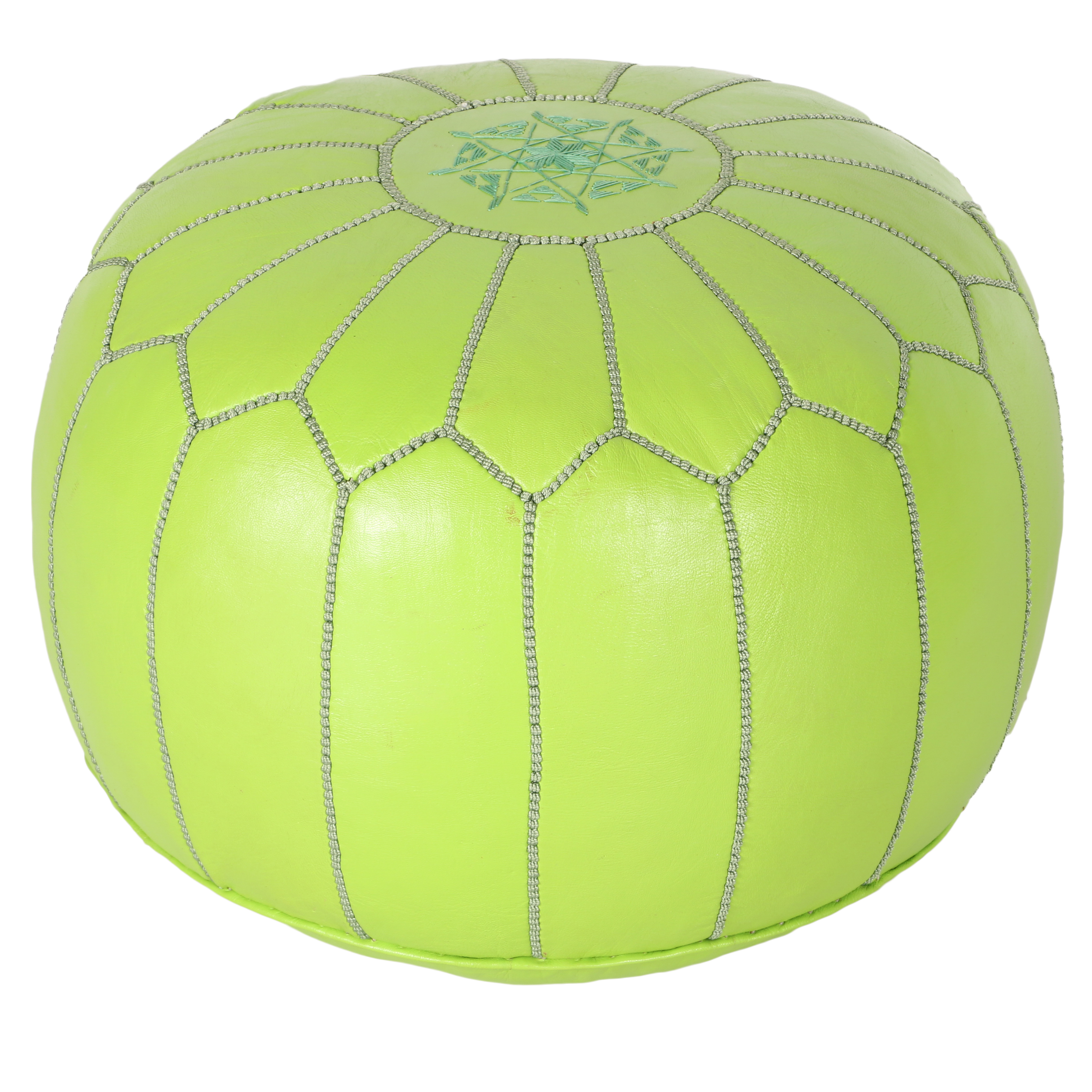 Lime Green Moroccan Leather Pouf