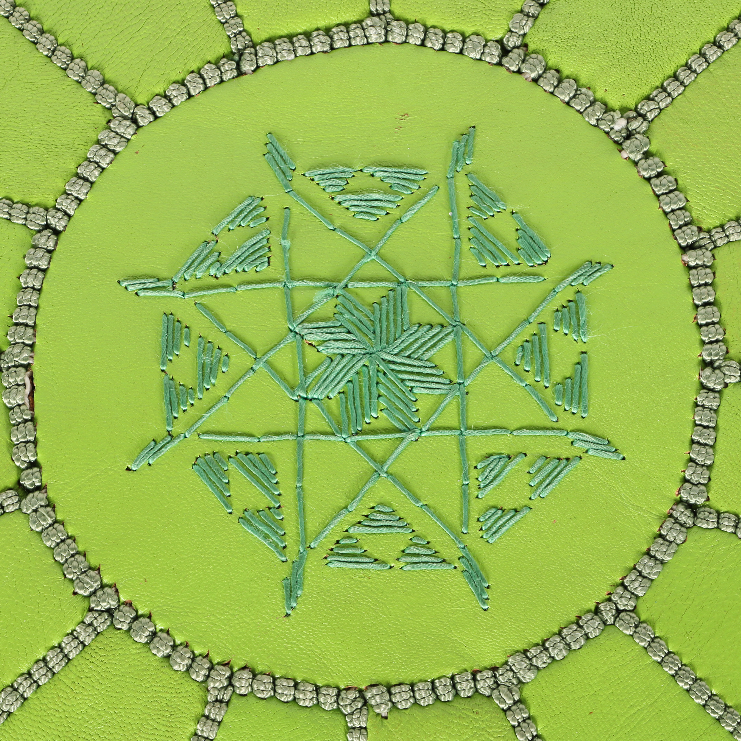 Lime Green Moroccan Leather Pouf