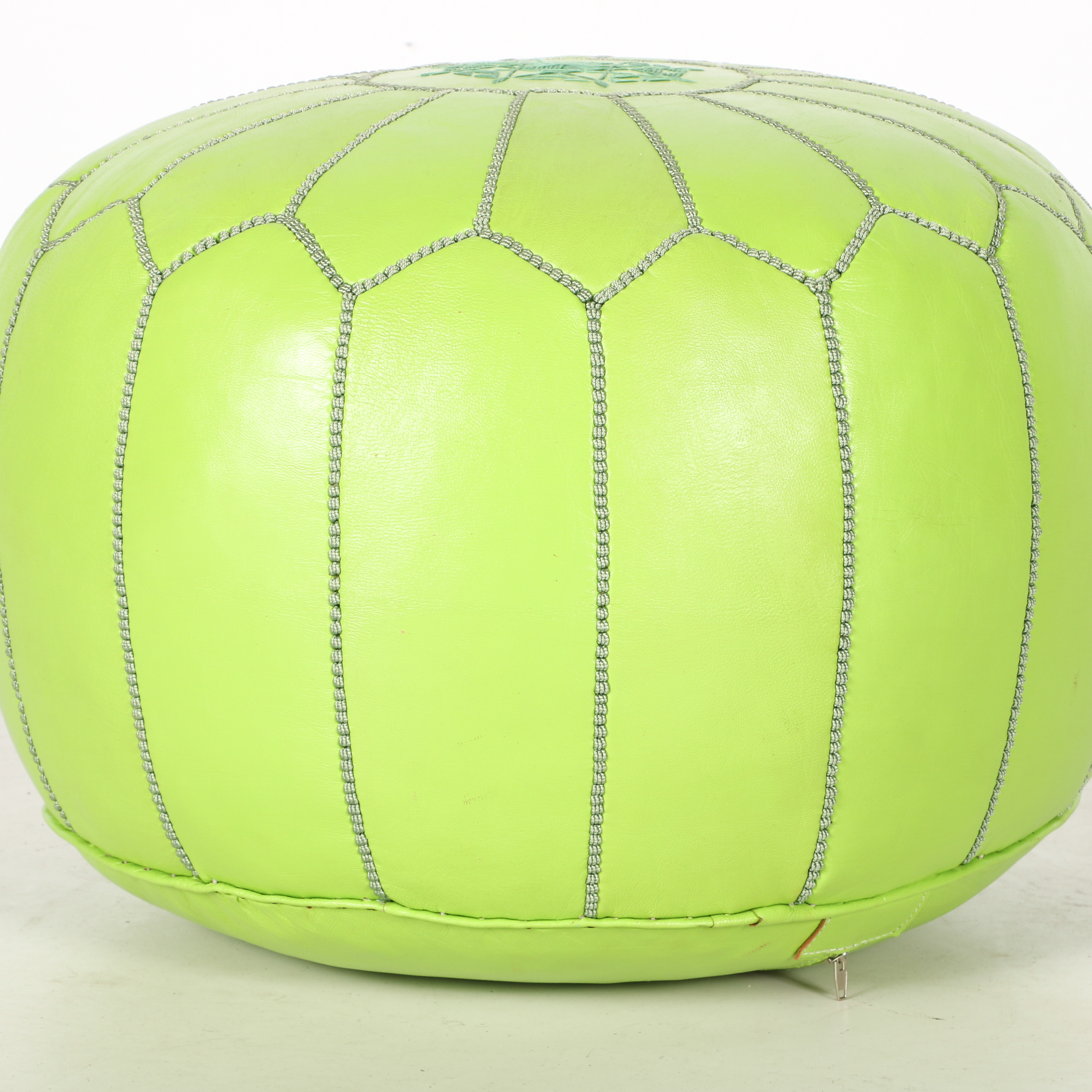 Lime Green Moroccan Leather Pouf