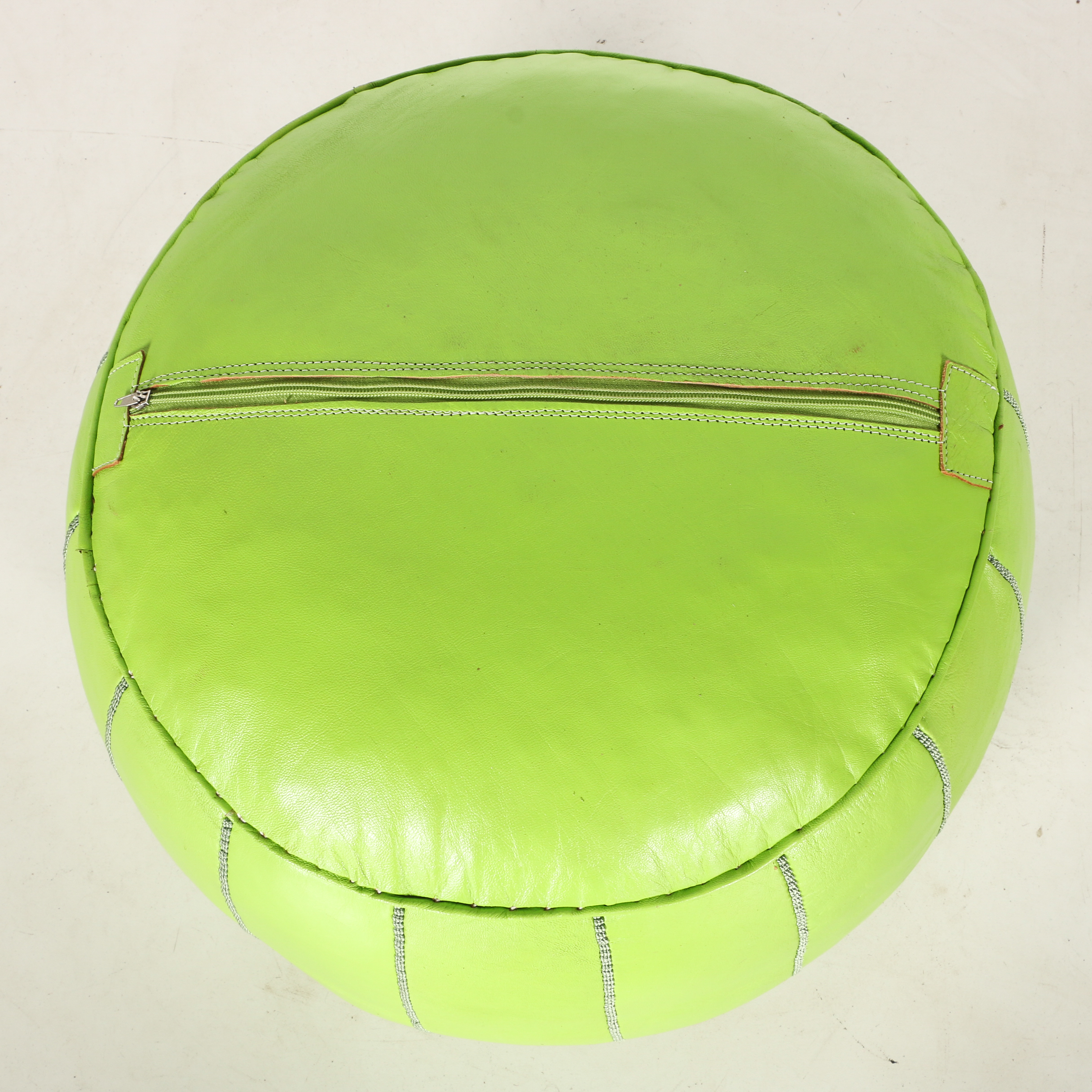 Lime Green Moroccan Leather Pouf