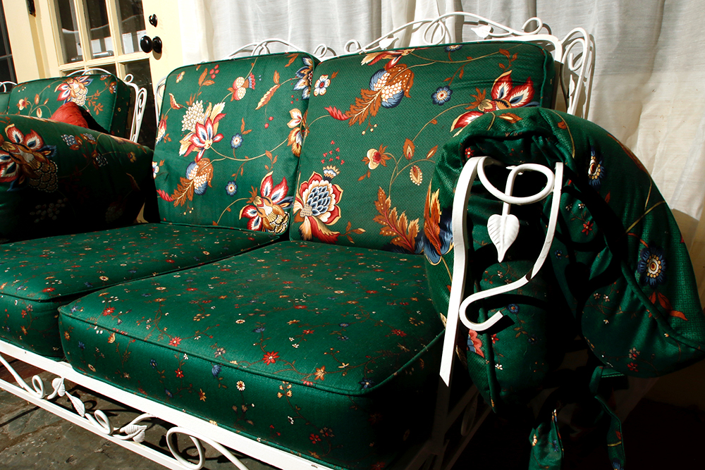 Vintage White Wrought Iron Patio Loveseat and Two Chairs