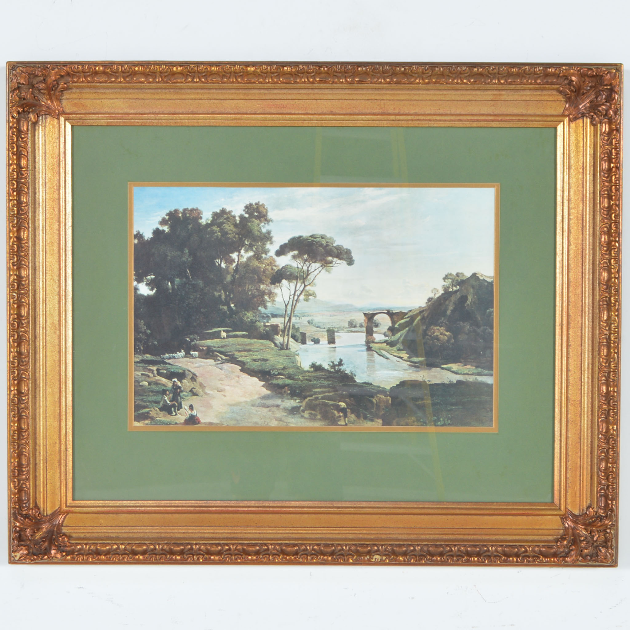 Framed Offset Lithograph of a Landscape after the Manner of Claude Lorrain