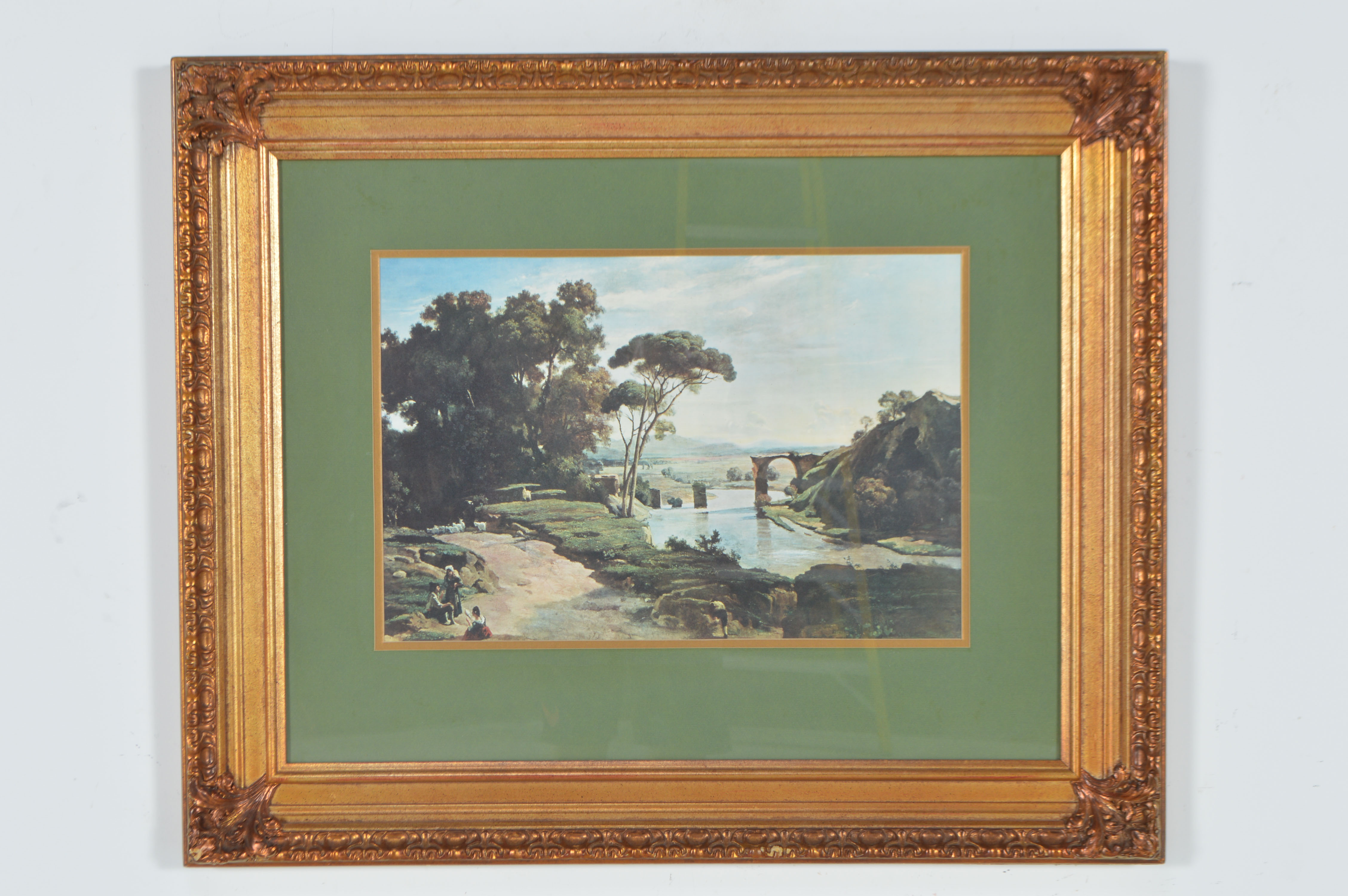 Framed Offset Lithograph of a Landscape after the Manner of Claude Lorrain