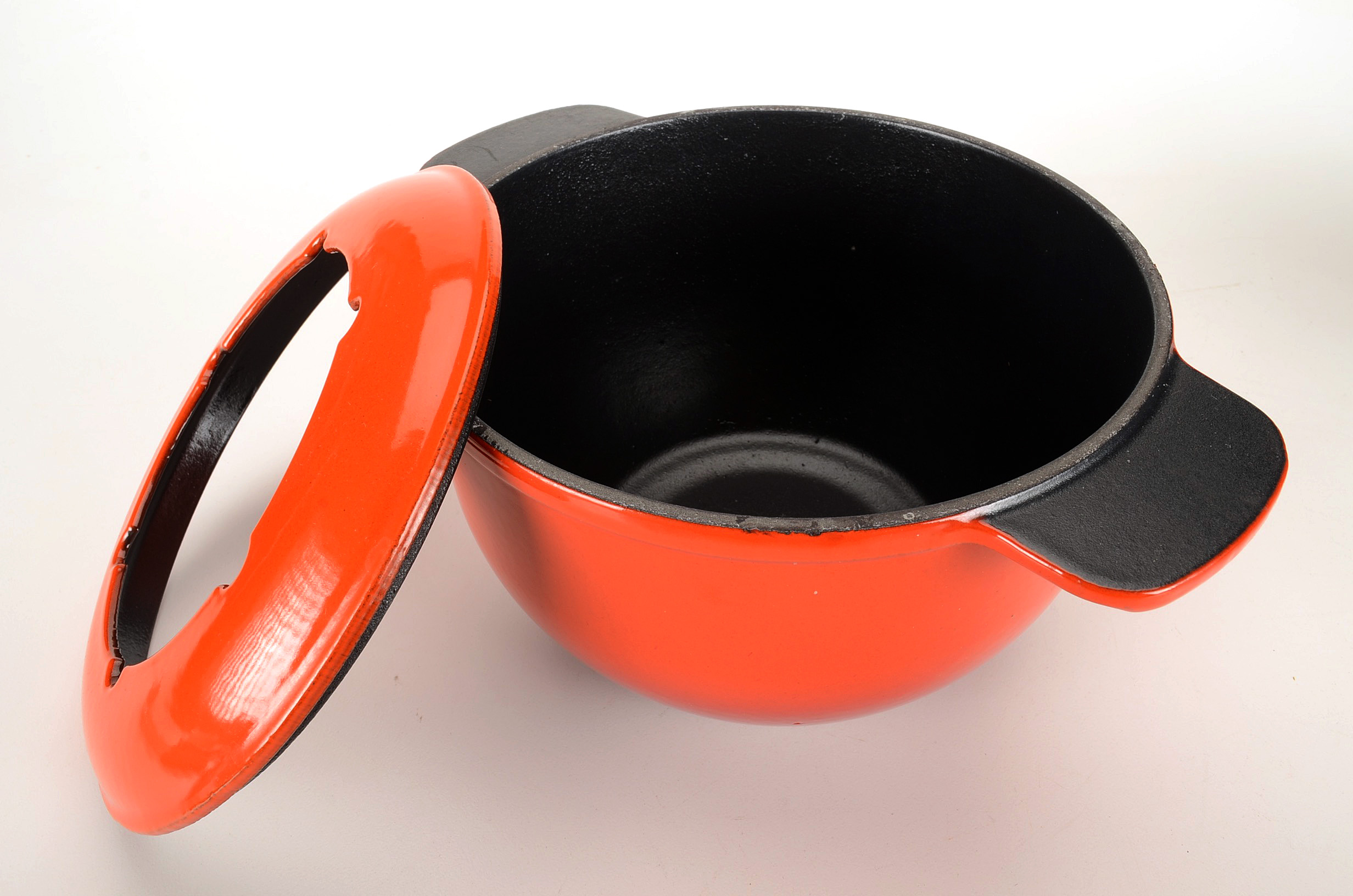 French Enameled Cast Iron Fondue Pot