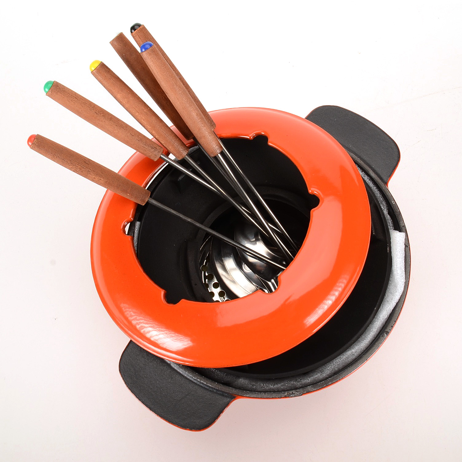 French Enameled Cast Iron Fondue Pot