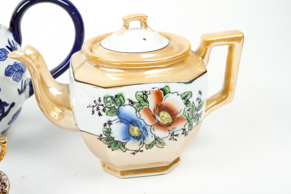 Assortment of Vintage Tea Pots and China