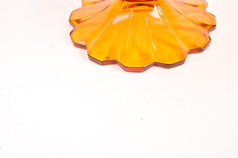 Collection of Amber Colored Pressed Glass Decor