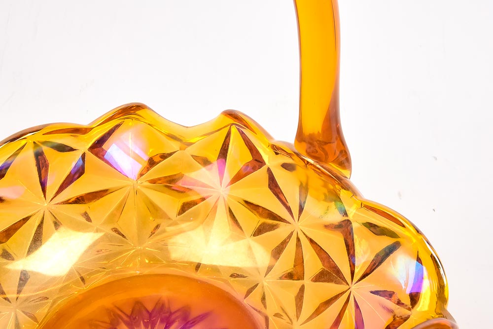 Collection of Amber Colored Pressed Glass Decor