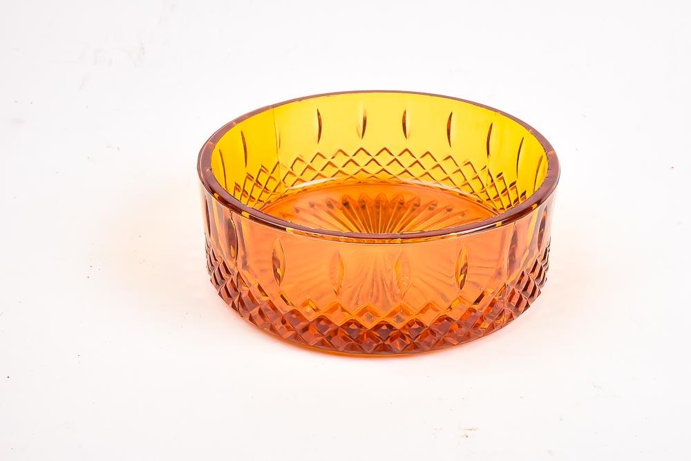 Collection of Amber Colored Pressed Glass Decor