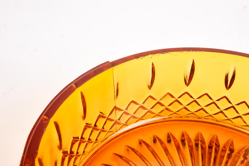 Collection of Amber Colored Pressed Glass Decor