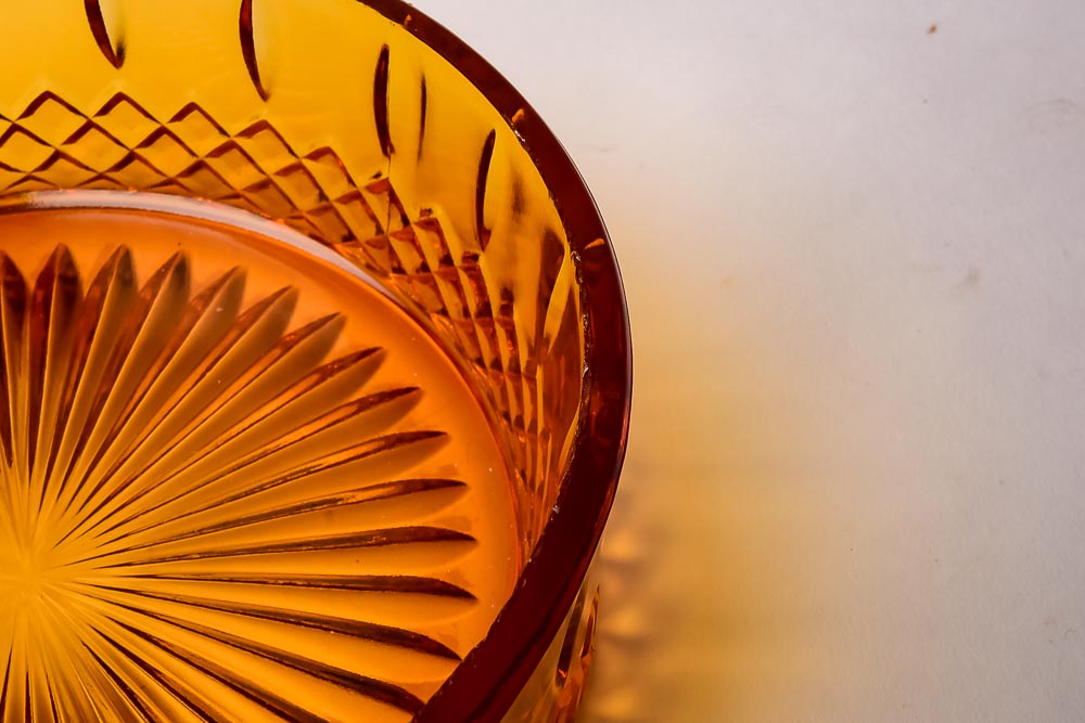 Collection of Amber Colored Pressed Glass Decor