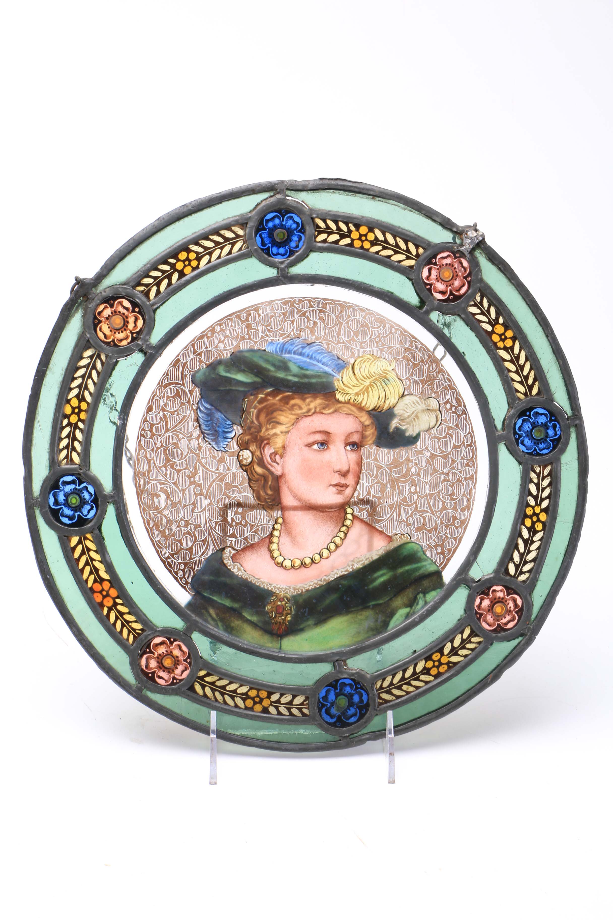 Pair of Antique Stained Glass Suncatchers