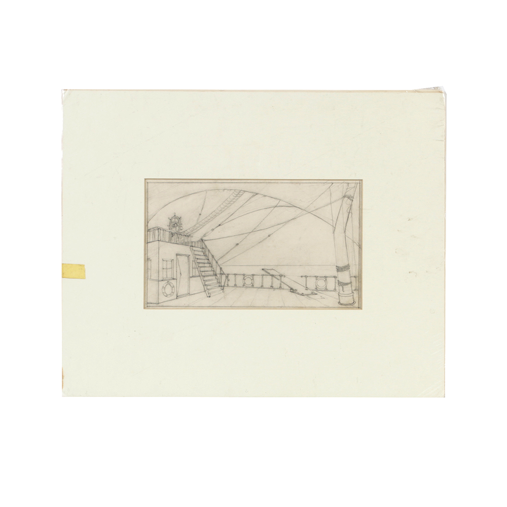 Willy Pogány Graphite Drawing on Paper "Stage Setting / Pirate Ship"