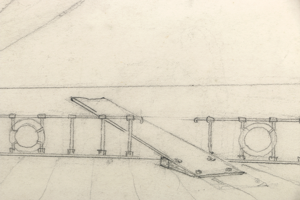 Willy Pogány Graphite Drawing on Paper "Stage Setting / Pirate Ship"