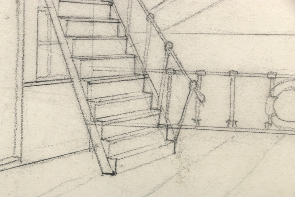 Willy Pogány Graphite Drawing on Paper "Stage Setting / Pirate Ship"