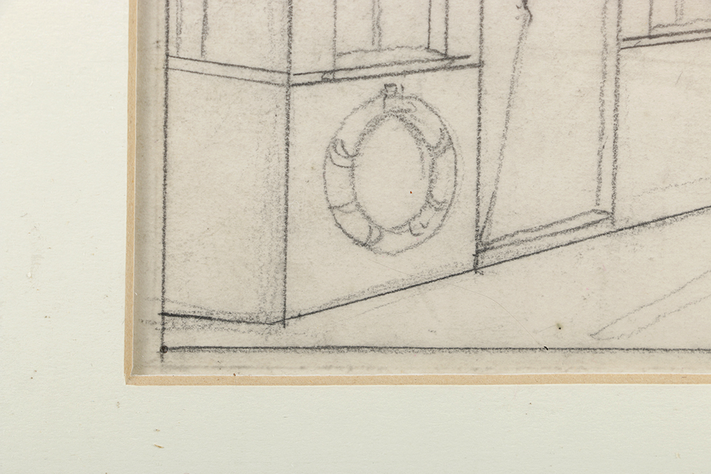 Willy Pogány Graphite Drawing on Paper "Stage Setting / Pirate Ship"